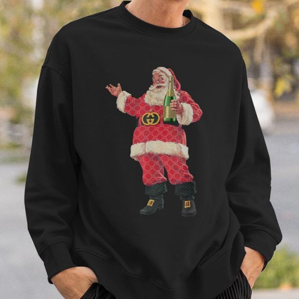 Boujee Santa with Gucci Belt Crewneck Sweater